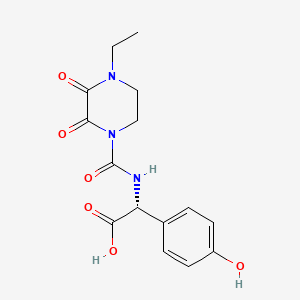 Chemical structure of (R)-2-(4-Ethyl-2,3-dioxopiperazine-1-carboxamido)-2-(4-hydroxyphenyl)acetic acid