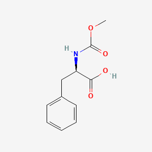 Chemical structure of (R)-2-(methoxycarbonylamino)-3-phenylpropanoic acid