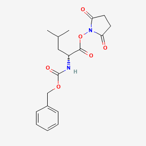 Chemical structure of (R)-2,5-Dioxopyrrolidin-1-yl 2-(((benzyloxy)carbonyl)amino)-4-methylpentanoate