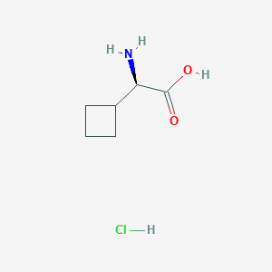 Chemical structure of (R)-2-amino-2-cyclobutylacetic acid hydrochloride