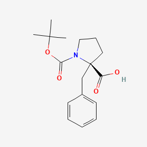 Chemical structure of (R)-2-Benzyl-1-(tert-butoxycarbonyl)pyrrolidine-2-carboxylic acid