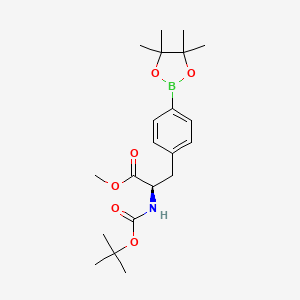 Chemical structure of (R)-2-tert-Butoxycarbonylamino-3-[4-(4,4,5,5-tetramethyl-[1,3,2]dioxaborolan-2-yl)-phenyl]-propionic acid methyl ester