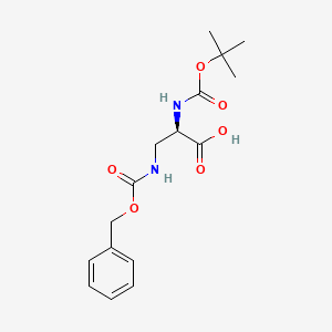 Chemical structure of (R)-3-(((Benzyloxy)carbonyl)amino)-2-((tert-butoxycarbonyl)amino)propanoic acid