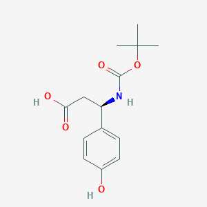Chemical structure of Boc-(R)-3-Amino-3-(4-hydroxy-phenyl)-propionic acid