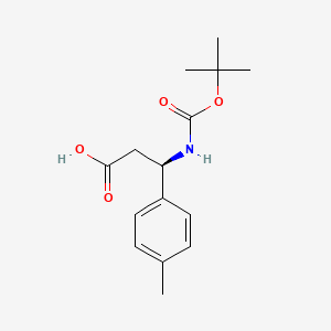 Chemical structure of (R)-3-((tert-Butoxycarbonyl)amino)-3-(p-tolyl)propanoic acid
