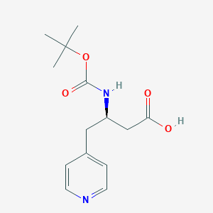 Chemical structure of (R)-3-((tert-Butoxycarbonyl)amino)-4-(pyridin-4-yl)butanoic acid