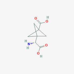 Chemical structure of (R)-3-(Amino(carboxy)methyl)bicyclo[1.1.1]pentane-1-carboxylic acid