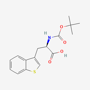Chemical structure of (R)-3-(Benzo[b]thiophen-3-yl)-2-((tert-butoxycarbonyl)amino)propanoic acid