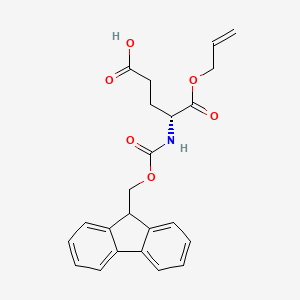 Chemical structure of (R)-4-((((9H-Fluoren-9-yl)methoxy)carbonyl)amino)-5-(allyloxy)-5-oxopentanoic acid