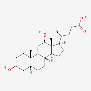 Chemical structure of 3alpha,12alpha-Dihydroxy-5beta-chol-9(11)-en-24-oic Acid