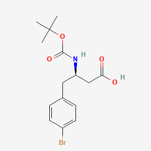 Chemical structure of (R)-4-(4-Bromophenyl)-3-((tert-butoxycarbonyl)amino)butanoic acid