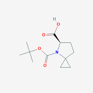 Chemical structure of (R)-4-(tert-Butoxycarbonyl)-4-azaspiro[2.4]heptane-5-carboxylic acid
