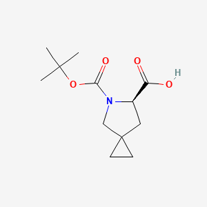 Chemical structure of (R)-5-(tert-Butoxycarbonyl)-5-azaspiro[2.4]heptane-6-carboxylic acid