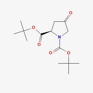 Chemical structure of (R)-di-tert-Butyl 4-oxopyrrolidine-1,2-dicarboxylate