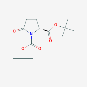 Chemical structure of (R)-Di-tert-butyl 5-oxopyrrolidine-1,2-dicarboxylate