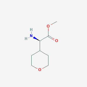 Chemical structure of (R)-methyl 2-amino-2-(tetrahydro-2H-pyran-4-yl)acetate