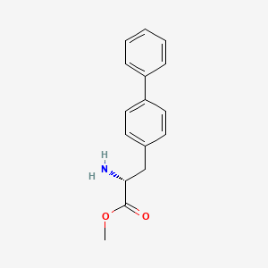 Chemical structure of (R)-methyl 3-([1,1'-biphenyl]-4-yl)-2-aminopropanoate hydrochloride