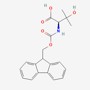 Chemical structure of (R)-N-Fmoc-2-amino-3-hydroxy-3-methylbutanoic acid