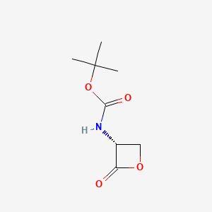 Chemical structure of (R)-tert-Butyl (2-oxooxetan-3-yl)carbamate