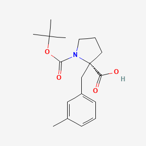 Chemical structure of (S)-1-(tert-Butoxycarbonyl)-2-(3-methylbenzyl)pyrrolidine-2-carboxylic acid