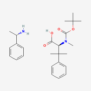 Chemical structure of (S)-1-phenylethanamine (S)-2-((tert-butoxycarbonyl)(methyl)amino)-3-methyl-3-phenylbutanoate