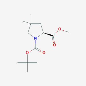 Chemical structure of (S)-1-tert-Butyl 2-methyl 4,4-dimethylpyrrolidine-1,2-dicarboxylate