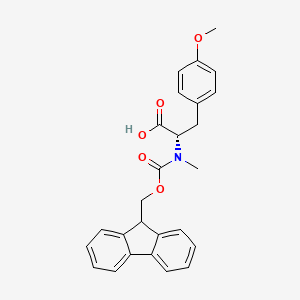 Chemical structure of (S)-2-((((9H-Fluoren-9-yl)methoxy)carbonyl)(methyl)amino)-3-(4-methoxyphenyl)propanoic acid