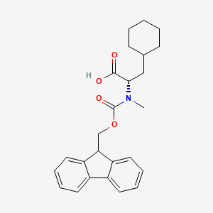Chemical structure of (S)-2-((((9H-Fluoren-9-yl)methoxy)carbonyl)(methyl)amino)-3-cyclohexylpropanoic acid
