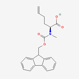 Chemical structure of (S)-2-((((9H-Fluoren-9-yl)methoxy)carbonyl)(methyl)amino)hex-5-enoic acid