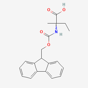 Chemical structure of (S)-2-((((9H-Fluoren-9-yl)methoxy)carbonyl)amino)-2-methylbutanoic acid