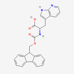 Chemical structure of (S)-2-((((9H-Fluoren-9-yl)methoxy)carbonyl)amino)-3-(1H-pyrrolo[2,3-b]pyridin-3-yl)propanoic acid
