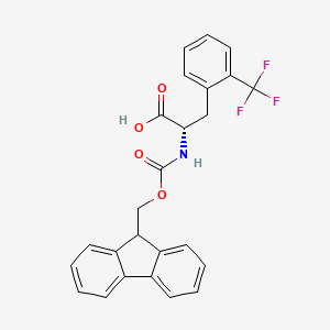Chemical structure of (S)-2-((((9H-Fluoren-9-yl)methoxy)carbonyl)amino)-3-(2-(trifluoromethyl)phenyl)propanoic acid