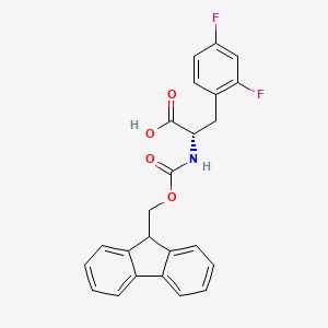 Chemical structure of (S)-2-((((9H-Fluoren-9-yl)methoxy)carbonyl)amino)-3-(2,4-difluorophenyl)propanoic acid