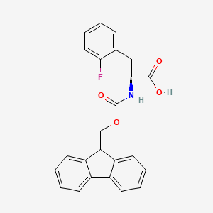 Chemical structure of (S)-2-((((9H-Fluoren-9-yl)methoxy)carbonyl)amino)-3-(2-fluorophenyl)-2-methylpropanoic acid