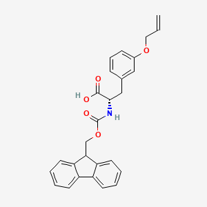 Chemical structure of (S)-2-((((9H-Fluoren-9-yl)methoxy)carbonyl)amino)-3-(3-(allyloxy)phenyl)propanoic acid