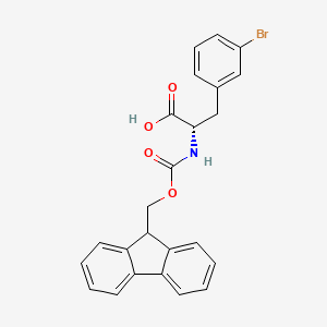 Chemical structure of (S)-2-((((9H-Fluoren-9-yl)methoxy)carbonyl)amino)-3-(3-bromophenyl)propanoic acid
