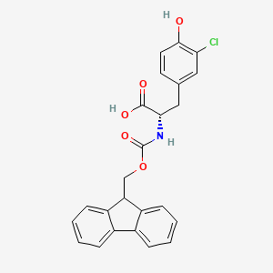 Chemical structure of (S)-2-((((9H-Fluoren-9-yl)methoxy)carbonyl)amino)-3-(3-chloro-4-hydroxyphenyl)propanoic acid