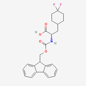 Chemical structure of (S)-2-((((9H-Fluoren-9-yl)methoxy)carbonyl)amino)-3-(4,4-difluorocyclohexyl)propanoic acid