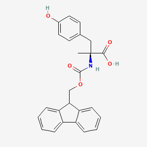 Chemical structure of (S)-2-((((9H-Fluoren-9-yl)methoxy)carbonyl)amino)-3-(4-hydroxyphenyl)-2-methylpropanoic acid