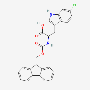 Chemical structure of (S)-2-((((9H-Fluoren-9-yl)methoxy)carbonyl)amino)-3-(6-chloro-1H-indol-3-yl)propanoic acid