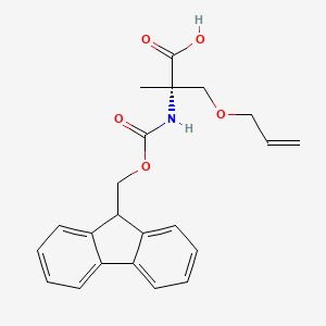Chemical structure of (S)-2-((((9H-Fluoren-9-yl)methoxy)carbonyl)amino)-3-(allyloxy)-2-methylpropanoic acid
