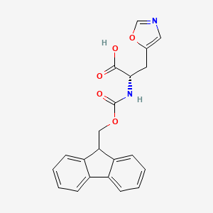 Chemical structure of (S)-2-((((9H-Fluoren-9-yl)methoxy)carbonyl)amino)-3-(oxazol-5-yl)propanoic acid