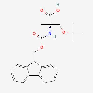 Chemical structure of (S)-Fmoc-2-amino-3-tert-butoxy-2-methyl-propionic acid