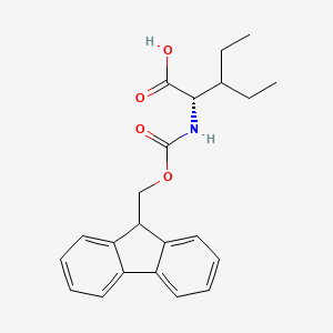 Chemical structure of (S)-Fmoc-2-amino-3-ethyl-pentanoic acid