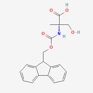 Chemical structure of Fmoc-(S)-2-amino-2-methyl-3-hydroxypropanoic acid