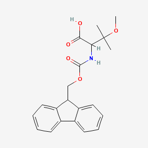 Chemical structure of (S)-2-((((9H-Fluoren-9-yl)methoxy)carbonyl)amino)-3-methoxy-3-methylbutanoic acid