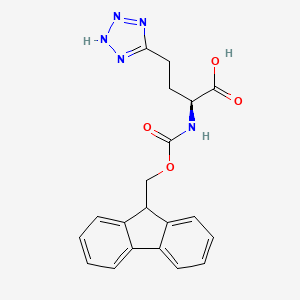 Chemical structure of (S)-2-((((9H-Fluoren-9-yl)methoxy)carbonyl)amino)-4-(1H-tetrazol-5-yl)butanoic acid