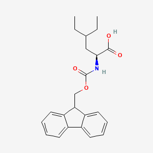 Chemical structure of (S)-2-(Fmoc-amino)-4-ethyl-hexanoic acid