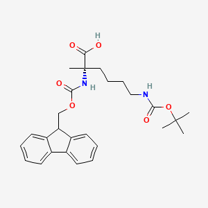 Chemical structure of (S)-N-alpha-Fmoc-N-epsilon-boc-alpha-methyllysine
