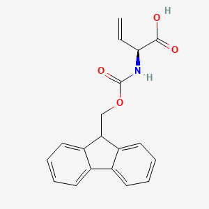 Chemical structure of (S)-2-((((9H-Fluoren-9-yl)methoxy)carbonyl)amino)but-3-enoic acid